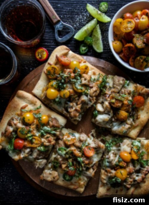 Spicy Thai Basil Chicken Flatbread with Zesty Salsa 2 Spicy Basil Chicken Flatbread with Thai Salsa
