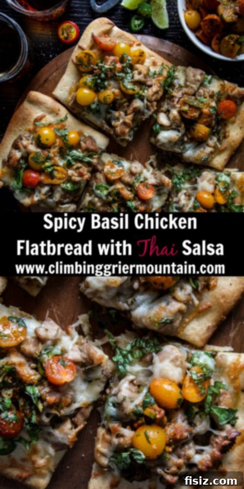 Spicy Thai Basil Chicken Flatbread with Zesty Salsa 8 Spicy Basil Chicken Flatbread with Thai Salsa