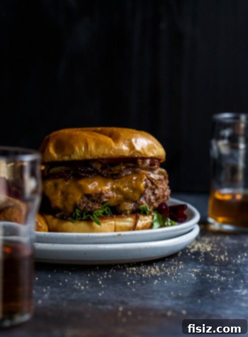 Bourbon-Glazed Grill Burgers 5 Close-up of a Barbecue Bourbon Burger
