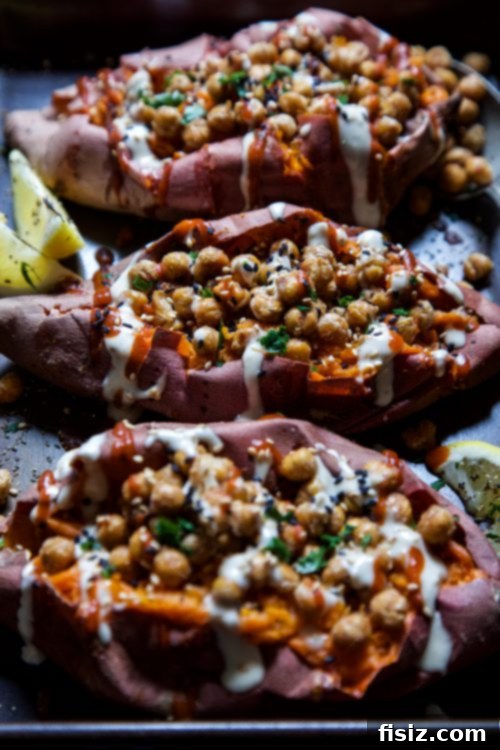 Ginger-Tahini Sweet Potato Boats with Toasted Sesame Chickpea 4 Ingredients for ginger tahini dressing