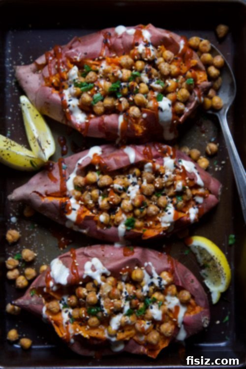 Ginger-Tahini Sweet Potato Boats with Toasted Sesame Chickpea 5 Toasted chickpeas for stuffing