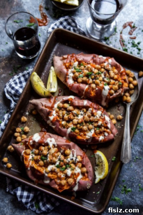 Ginger-Tahini Sweet Potato Boats with Toasted Sesame Chickpea 6 Close-up of the finished dish