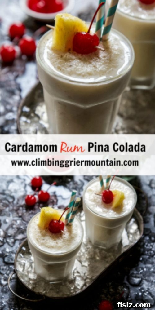 Close-up of Cardamom Rum Pina Colada Garnish