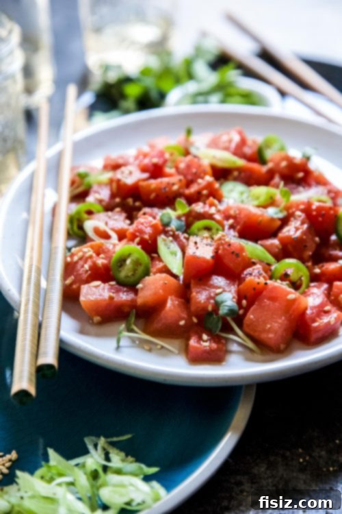 Sweet and Spicy Watermelon Sesame Poke 4 Jalapeno Watermelon Sesame Poke