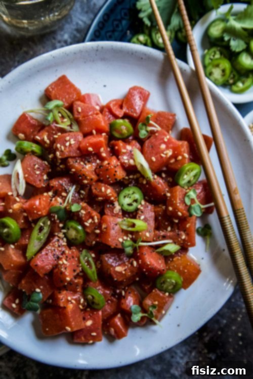 Sweet and Spicy Watermelon Sesame Poke 5 Jalapeno Watermelon Sesame Poke