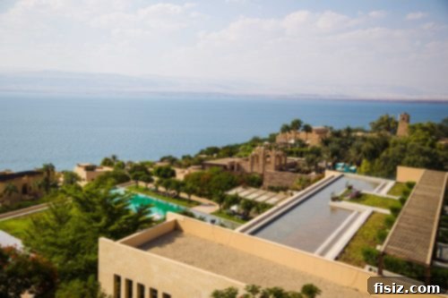 Dead Sea Jordan Accommodations Dining and Attractions 5 Entrance to a grand luxury hotel with palm trees and a welcoming atmosphere
