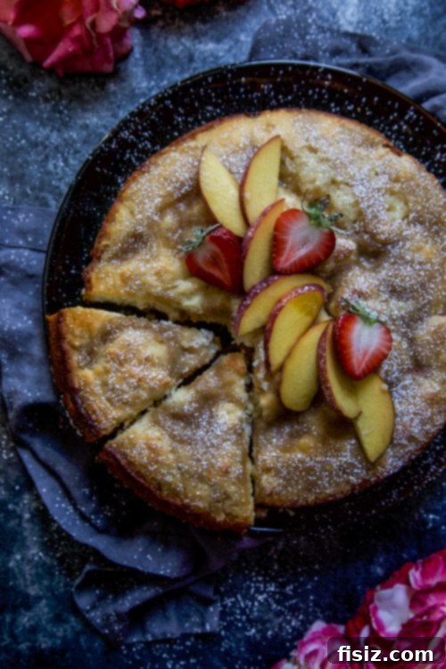Strawberry Peach Tahini Cake 2 Strawberry and Peach Tahini Cake on a cooling rack