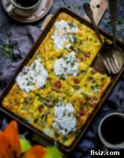 Farm Fresh Sheet Pan Frittata 6 A slice of Farmers' Market Sheet Pan Frittata on a plate