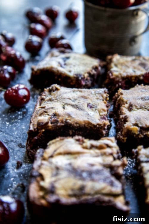 Cherry Cardamom Chocolate Brownies Giveaway 7 Freshly baked Cherry Cardamom Chocolate Brownies with a rich, swirled topping
