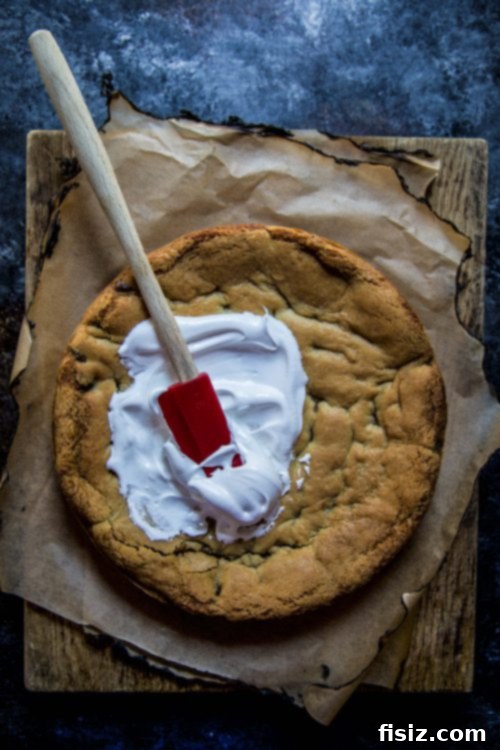 Stars & Stripes Cookie Cake with Fluffy Marshmallow Topping 4 Another angle of the American Flag Cookie Cake, showcasing the fluffy marshmallow frosting.