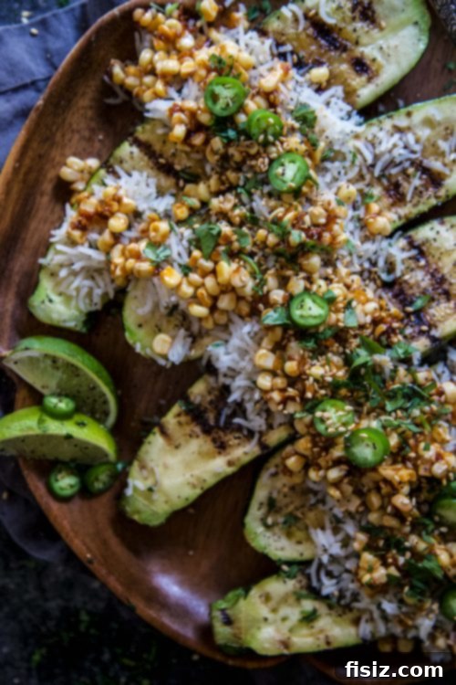 Taiwanese Grilled Corn Zucchini Boats 3 Close-up of freshly grilled zucchini halves ready for stuffing