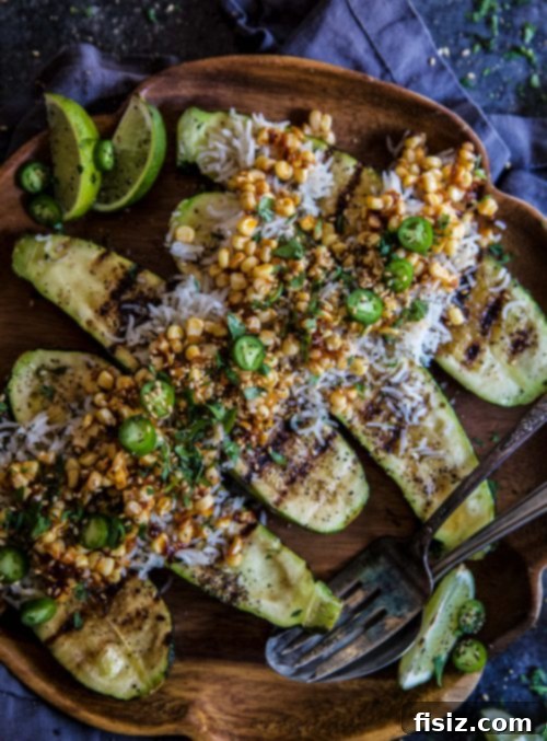 Taiwanese Grilled Corn Zucchini Boats 5 Prepared zucchini boats with cilantro rice, ready for Taiwanese grilled corn topping