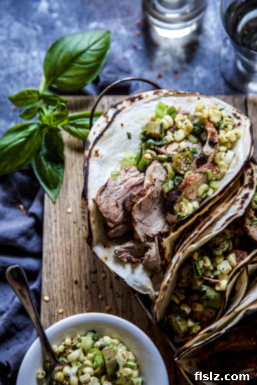 Succulent Grilled Pork Tacos with Bright Corn-Okra Relish 3 Close-up of freshly grilled pork tenderloin slices, perfect for tacos