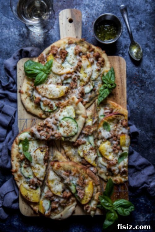 Sweet and Savory Chicken Pesto Flatbread with Summer Peaches and Squash 3 Close-up of fresh summer peaches, a key ingredient in the flatbread recipe.