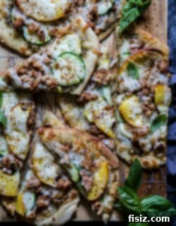 Sweet and Savory Chicken Pesto Flatbread with Summer Peaches and Squash 7 Final baked Chicken Pesto Flatbread with Summer Squash and Peaches