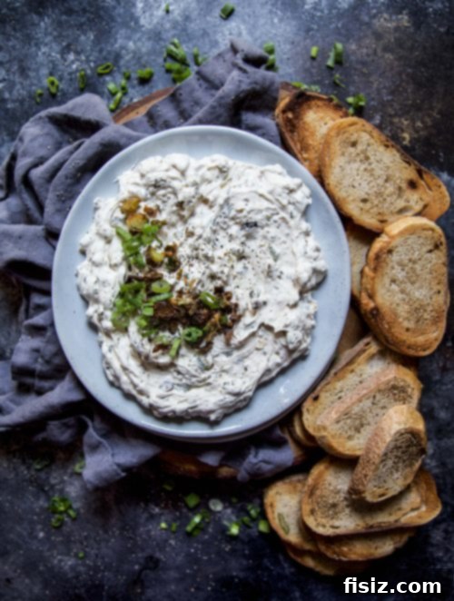 Creamy Labneh and Scallion Dip 6 Garnished Easy Labneh Scallion Dip ready to serve