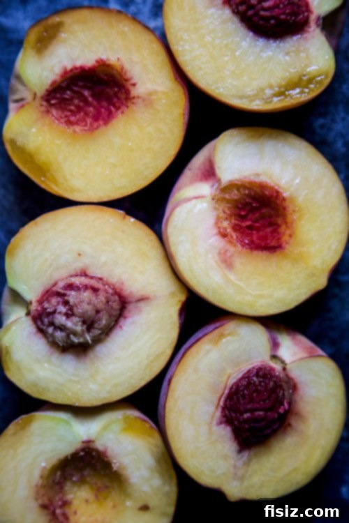 Baked Peach and Basil French Toast 4 Close-up of golden brown Peach and Basil French Toast Bake with sweet peaches visible