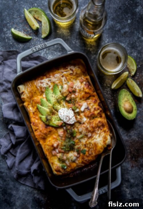 Effortless Hatch Chile Veggie Enchiladas 6 Plated Easy Vegetarian Hatch Chile Enchiladas garnished with avocado, cilantro, and sour cream