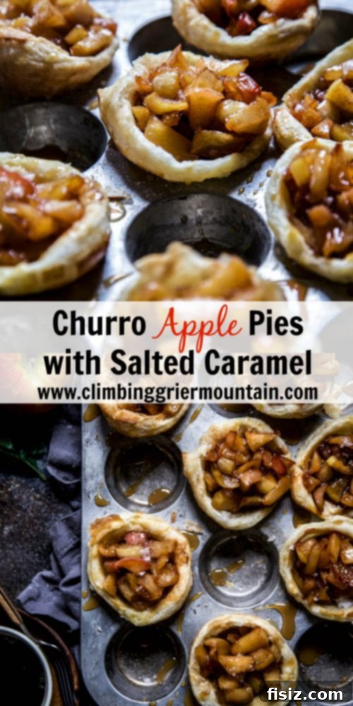Golden Churro Apple Pies with Salted Caramel Drizzle 9 Churro Apple Pies with Salted Caramel Served