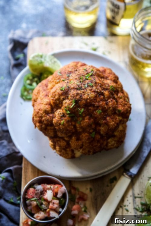 Al Pastor Cauliflower Centerpiece 3 Al Pastor Roasted Cauliflower on a plate