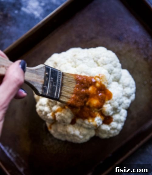 Al Pastor Cauliflower Centerpiece 4 Close up of Al Pastor Whole Roasted Cauliflower