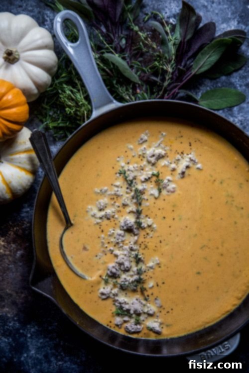 Pass The Pork 2.0 Highlights Featuring Pumpkin Cream Sauce with Ground Pork 8 Close-up of Pumpkin Cream Sauce with Ground Pork in a serving bowl.