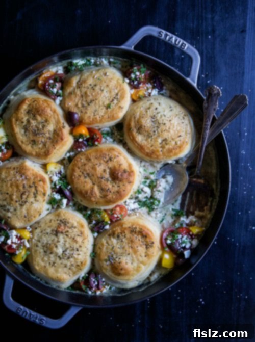 Modern Comfort Cooking Turns One Join Our Giveaway Celebration 7 One-Pot Greek Biscuits & Gravy Cobbler.