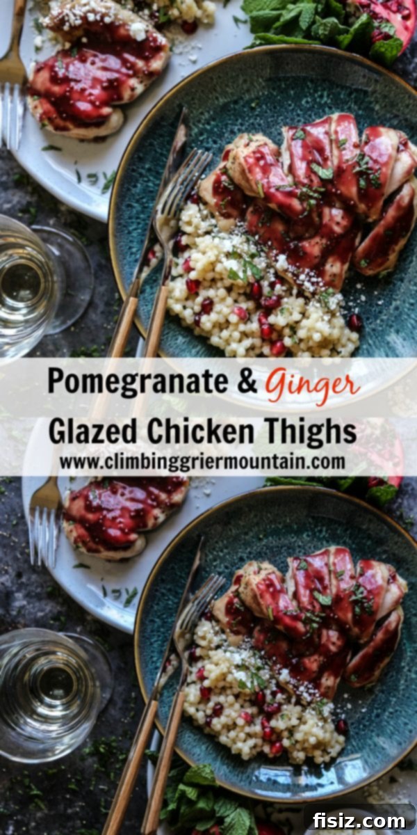 Pomegranate-Ginger Glazed Chicken Thighs 7 The final presentation of Pomegranate and Ginger Glazed Chicken Thighs on a serving platter, ready to be enjoyed.