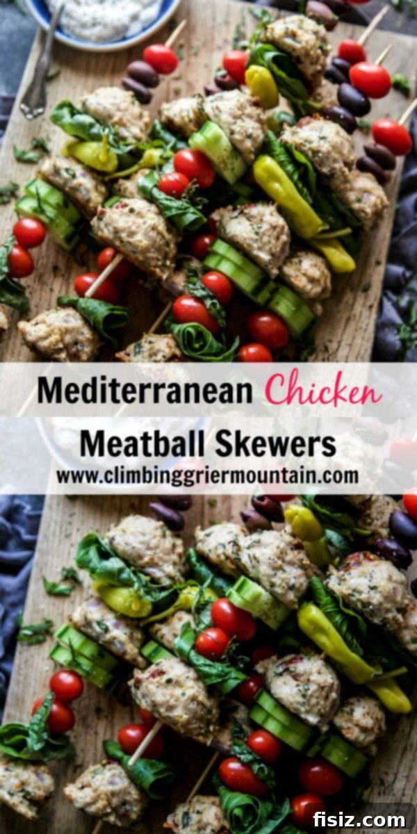 Plated Mediterranean Chicken Meatball Skewers with sides