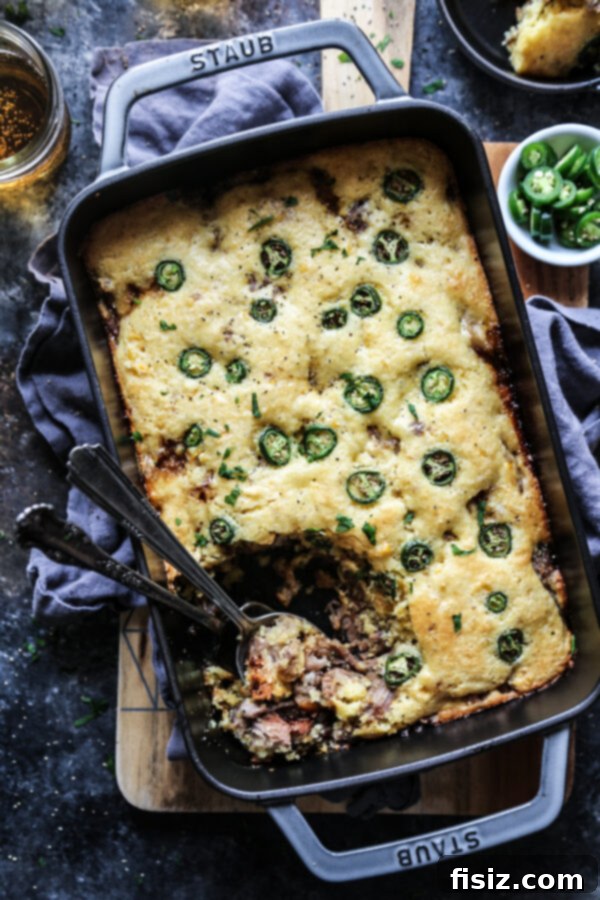 Tender Korean BBQ Pulled Pork with Golden Cornbread Topping
