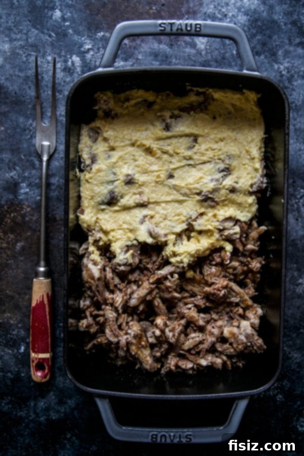 Korean BBQ Pulled Pork ready for cornbread topping