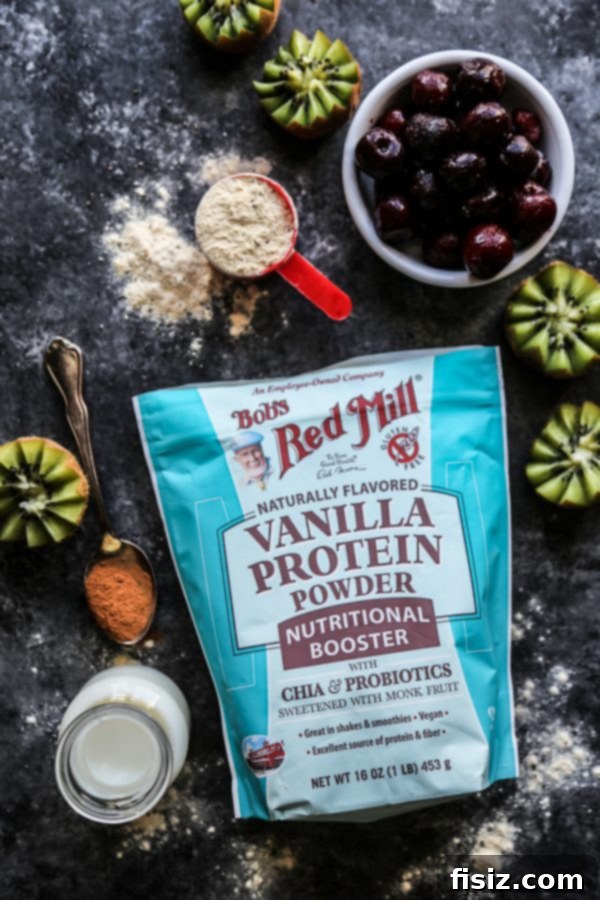 Vanilla Superfruit Protein Smoothie with vibrant colors and fresh fruit