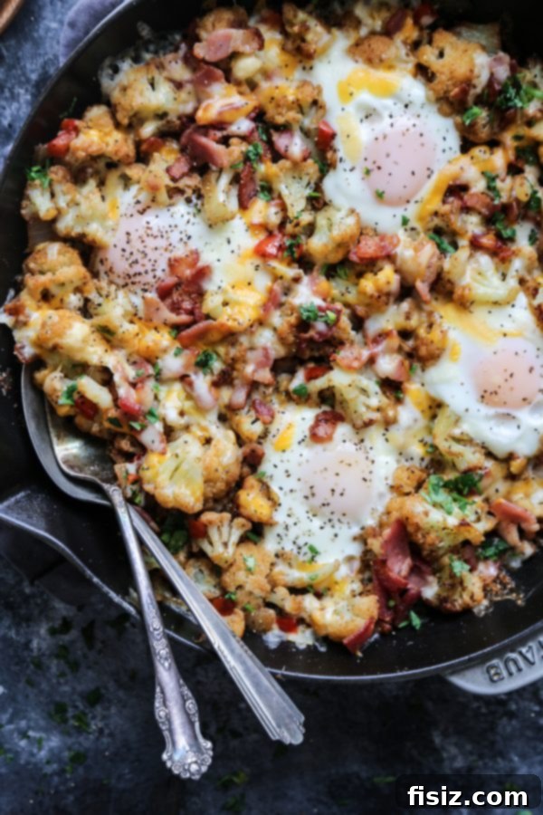 Turkish Cauliflower Breakfast Skillet 3 Healthy breakfast skillet with cauliflower and eggs