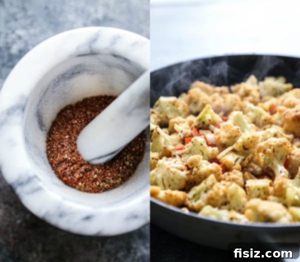 Turkish Cauliflower Breakfast Skillet 4 Close-up of Turkish Cauliflower Breakfast Hash in a skillet