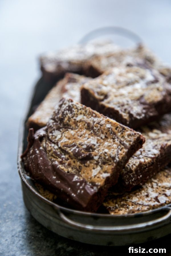 Decadent Salted Dark Chocolate Tahini Brownies 3 Homemade Valentine's Day Celebration with Dark Chocolate Brownies