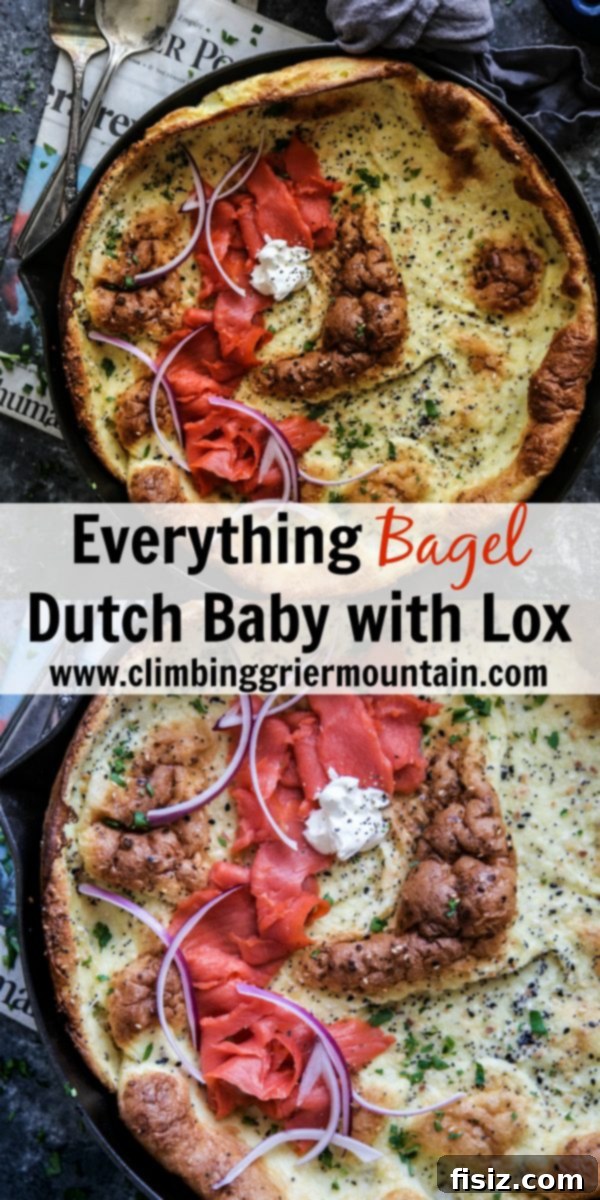 Everything Bagel Spiced Dutch Baby with Lox 8 Close-up of Everything Bagel Dutch Baby with Lox, creme fraiche, and parsley