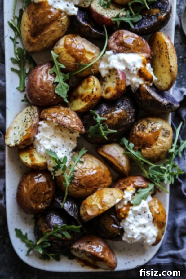Zesty Tamarind Butter Roasted Spring Potatoes 5 Spring Roasted Potatoes with Tamarind Butter in a serving bowl.