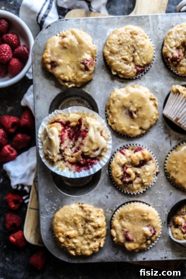 Golden Raspberry Oat Muffins with Honey Butter 3 Close-up of Raspberry Oat Muffins, golden brown and inviting