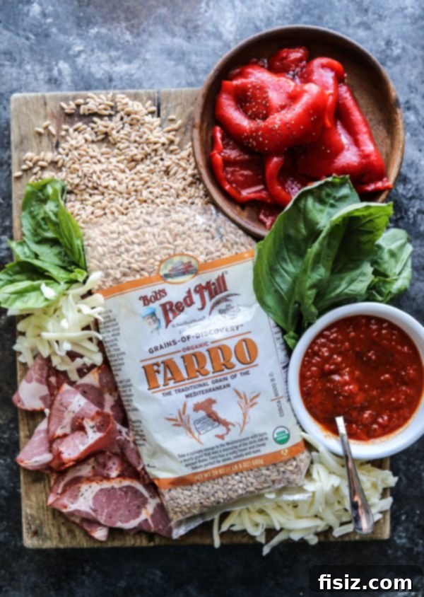 Mediterranean Roasted Red Pepper Farro Parmigiana 3 Delicious Farro Parmigiana Casserole ready to be served