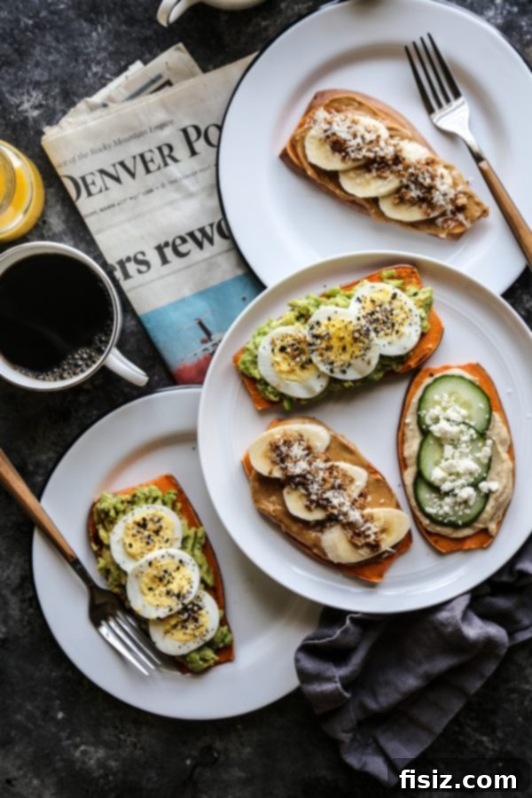 Sweet Potato Toast Trio Delights 4 Freshly sliced sweet potatoes laid out, ready for preparation