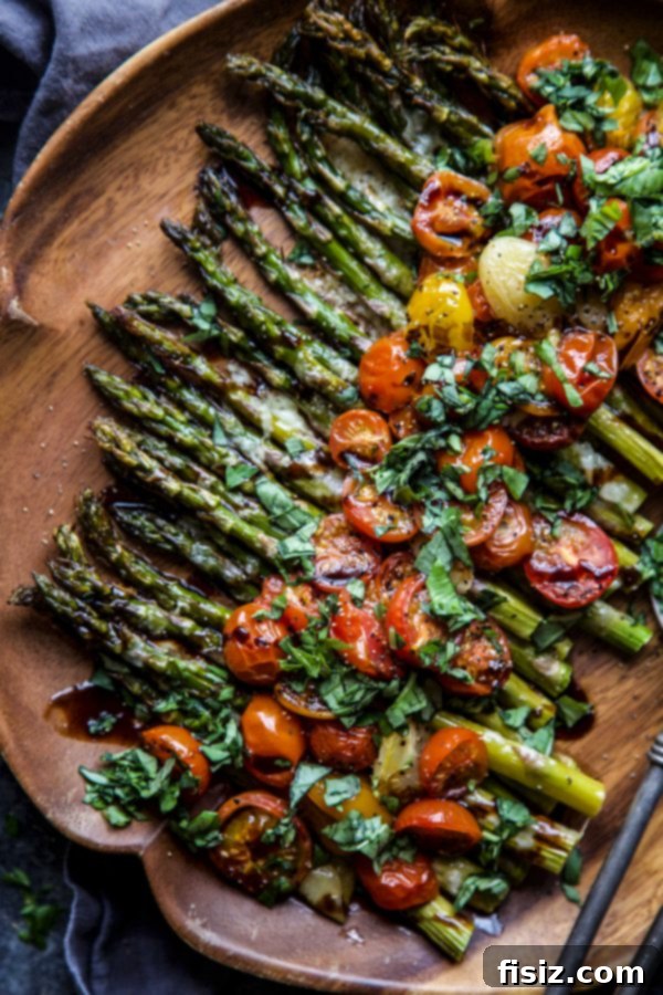 Roasted Asparagus Caprese 5 Caprese Roasted Asparagus on a Plate