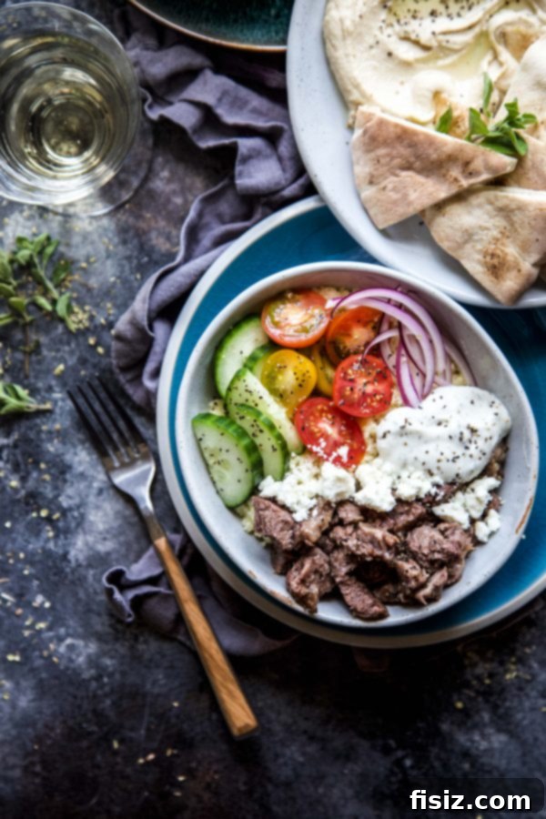 Easy Slow Cooker Greek Gyro Bowls 3 Delicious Slow Cooker Greek Gyro Bowls with fresh toppings