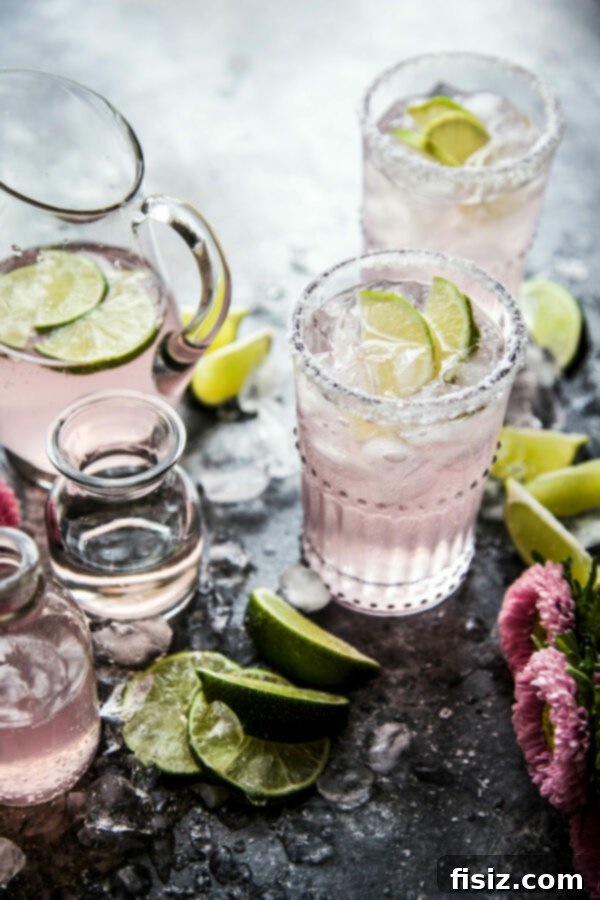 Blushing Citrus Margarita 2 Pink Lime Margarita, a vibrant and refreshing cocktail perfect for any gathering.