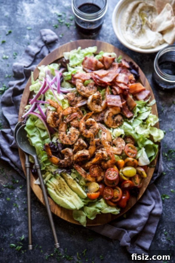 Aegean Shrimp BLT Salad 3 Close-up of Turkish-spiced shrimp for a BLT salad