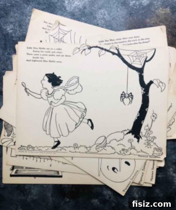 Second Trimester Milestones: My Weeks 14-18 Journey 6 Vintage Mother Goose nursery rhyme cards, inspiring gender-neutral nursery decor