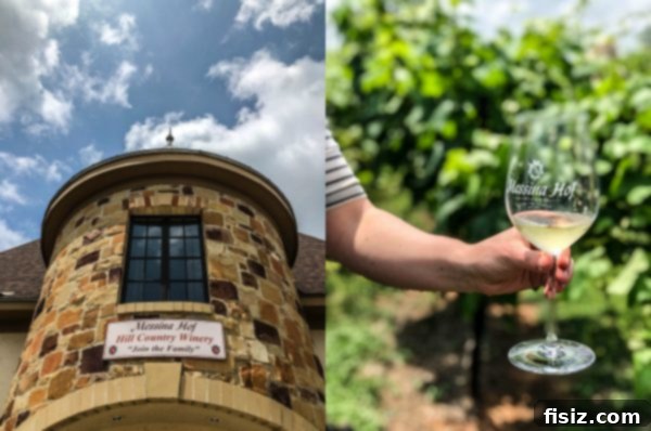 Fredericksburg Texas Explore Stay Dine 27 Bottles of Messina Hof wine displayed in a tasting room