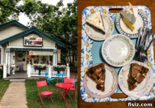 Fredericksburg Texas Explore Stay Dine 35 Variety of freshly baked pies displayed at Fredericksburg Pie Company