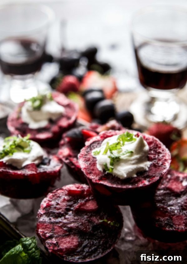 Whipped Mint Frosty Sangria Bites 3 Frozen Sangria Cups with Mint Whipped Cream