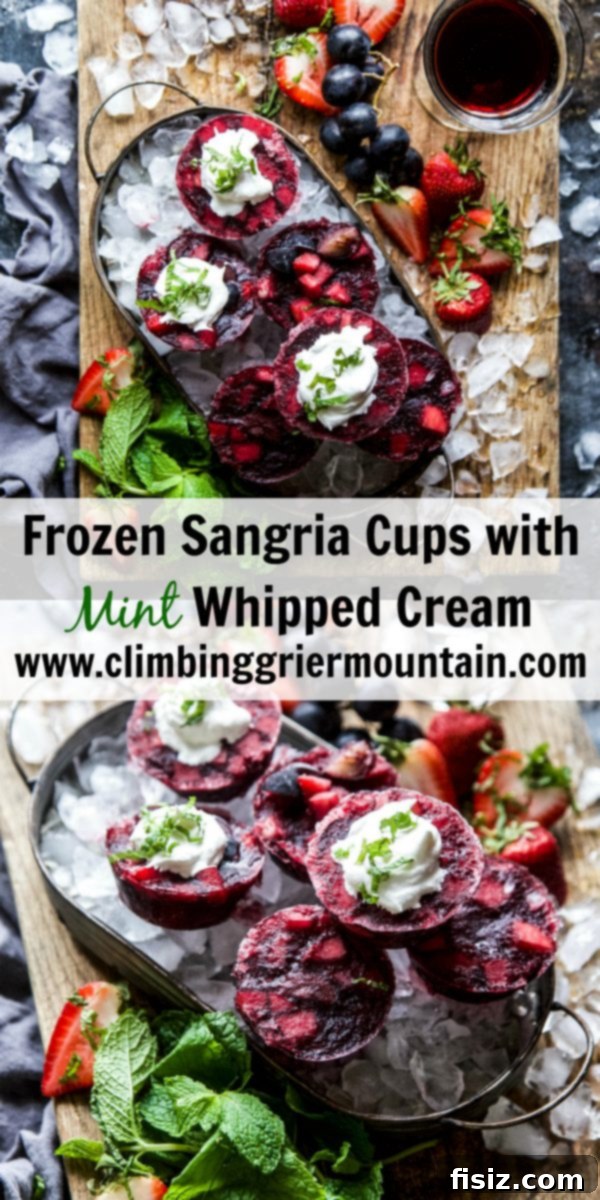 Whipped Mint Frosty Sangria Bites 7 Frozen Sangria Cups with Mint Whipped Cream
