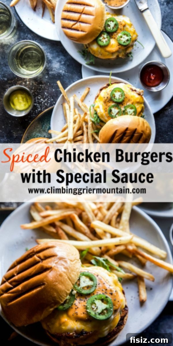 Signature Spiced Chicken Burgers 8 A stacked Spiced Chicken Burger with all the fixings, ready to be enjoyed.